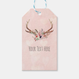 Rose Blush Rosa Blommig Hjorthorn Boho Chic Presentetikett