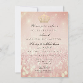 Rose BlushGlitter  Kron Royal Glitter 16-års Bröll Inbjudningar