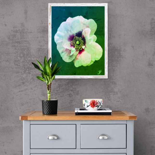 Rose boanche avec cœur foncé - peinture à l'huile fototryck (Skapare uppladdad)