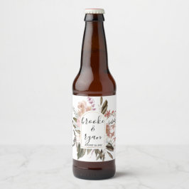 Rose Boho Bröllop Ölflaska Etikett