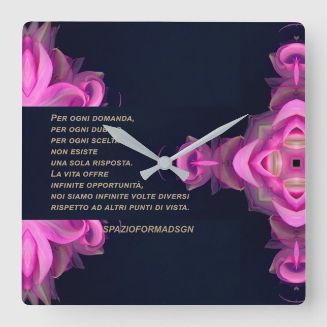 Rose broken heart in black in the powder & Dubbio Fyrkantig Klocka (Framsida)