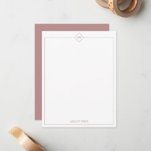 Rose Brown Minimalistisk Personlig Brevpapper Anteckningskort