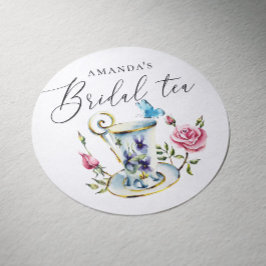 Rose & Butterfly Bröllopsdusch | Blomsterlig Tea P Runt Klistermärke