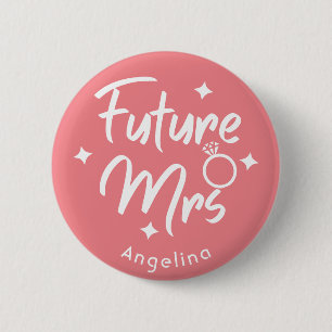 Rose Calligraphic Future Mrs Personlig Knapp