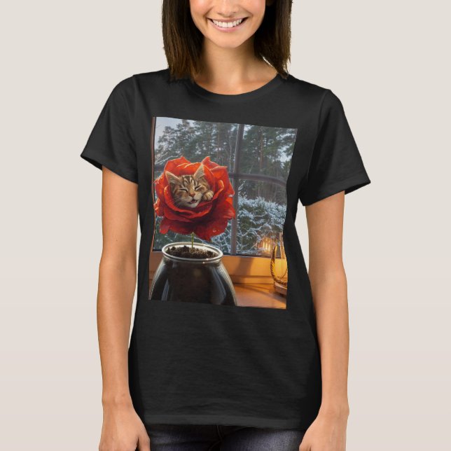 Rose Cat Dream  T Shirt (Framsida)