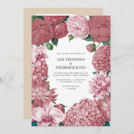 Rosé Clay, Terra Pink & Peony Smoke Floral Wedding Inbjudningar