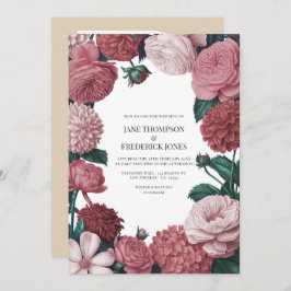 Rosé Clay, Terra Pink & Peony Smoke Floral Wedding Inbjudningar