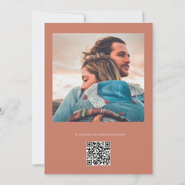 Rose Copper Minimalist Modern Calligraphy Wedding Inbjudningar (Baksida)