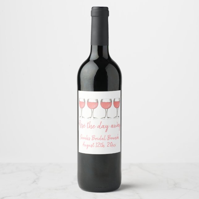Rosé Dagen Away Vin Bachelorette Möhippa Vinflaska Etikett (Framsida)