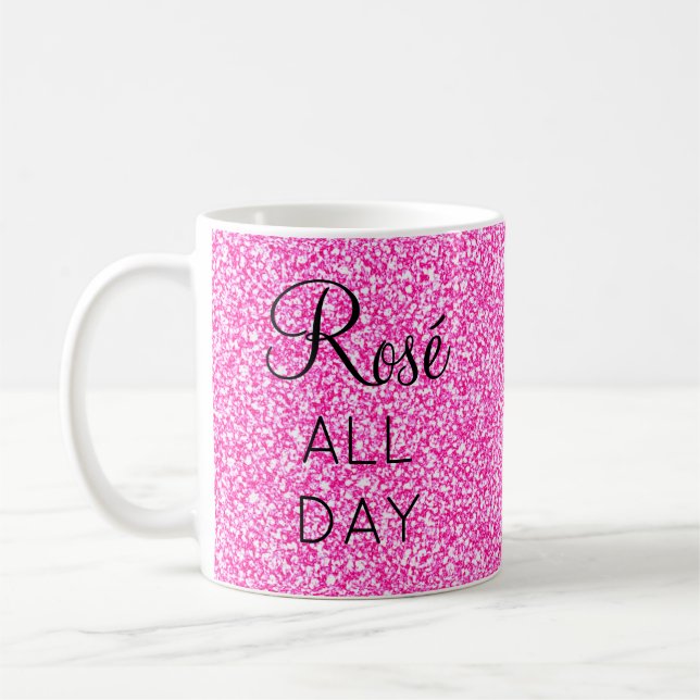 Rosé Dagen Långa Rosa Glitter Gnistrande Kaffemugg (Vänster)