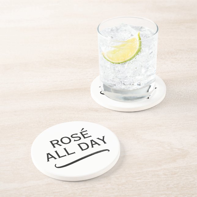 Rosé dricker hela dagen cool rund sandstensdrinkun underlägg (Sidan)