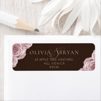 Rose Espresso Romantiska Bröllopsadressetiketter Returadress Etikett