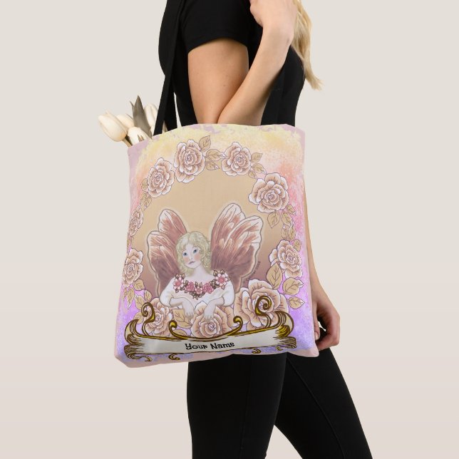 Rose Fairy Ring  fe  stor shoppingväska Tygkasse (Närbild)
