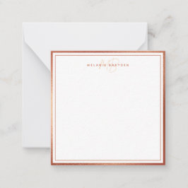 Rose Falskt Guld Folie Minimalistisk Monogram Två  Anteckningskort