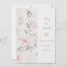Rose Floral Chic Paper Textured Wedding  Inbjudningar