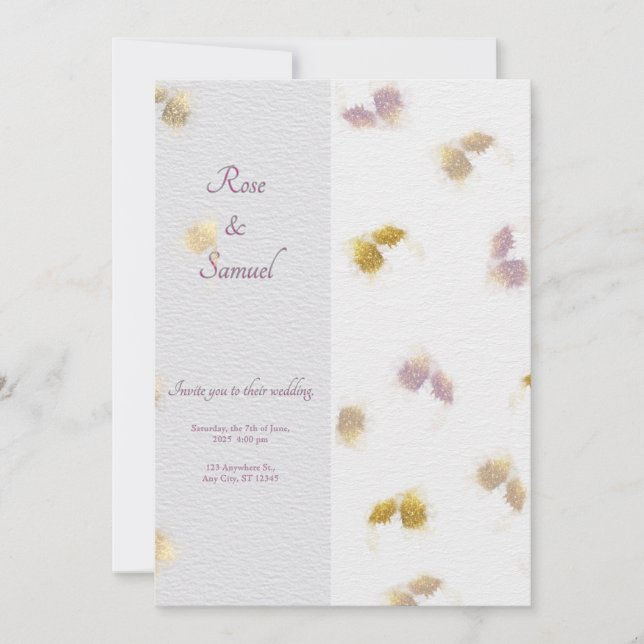 Rose Floral Glitter Paper Textured Wedding  Inbjudningar (Framsida)