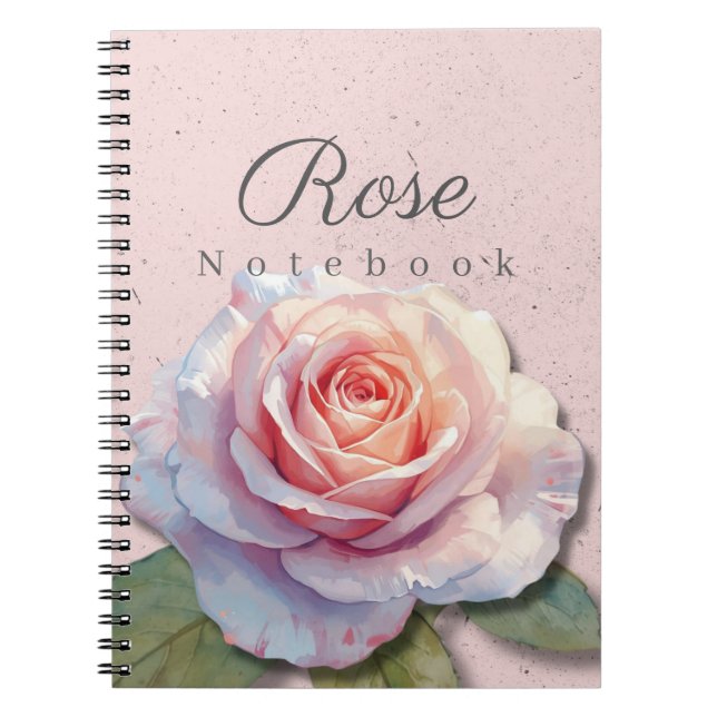 Rose Floral Notebook Name | Pink Journal Anteckningsbok (Framsidan)