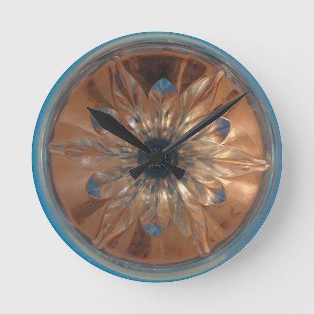 Rosé Flower Blue Wall Clock Rund Klocka (Framsida)
