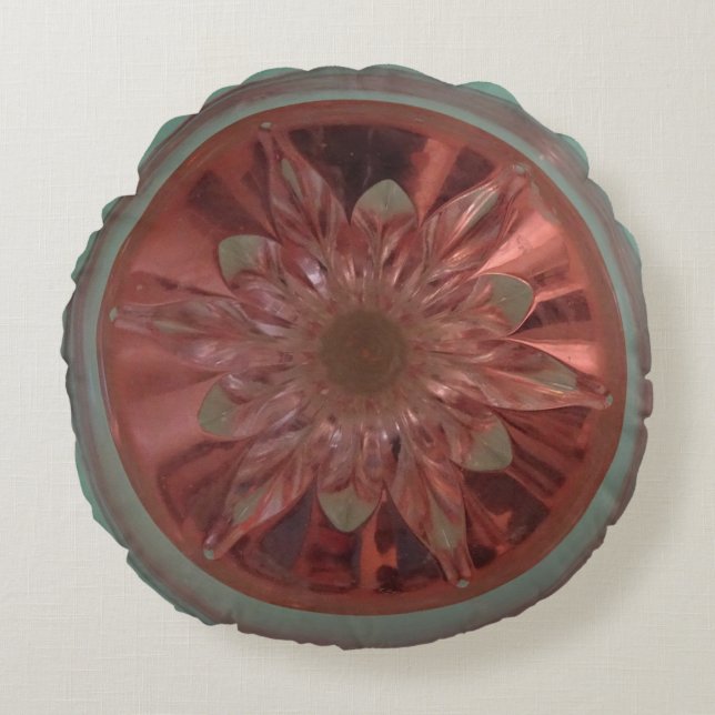 Rosé Flower Grönt Round Pillow Rund Kudde (Framsidan)
