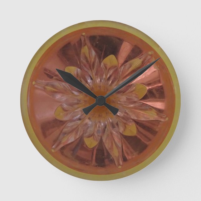 Rosé Flower Gult Wall Clock Rund Klocka (Framsida)