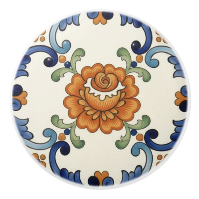 Rose Flower Mediterranean Blue Orange Cream Knopp (Framsidan)