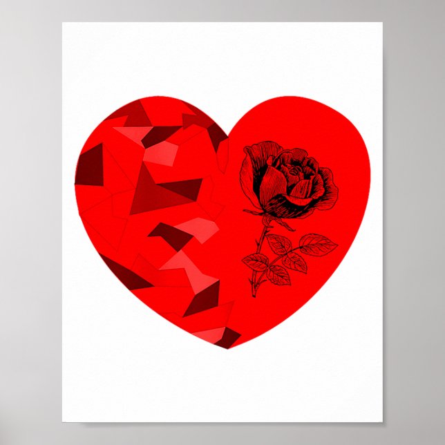 Rose Flower Valentine Red Heart  Poster (Framsidan)