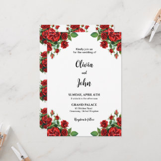 Rose Flower Wedding Invitation Template, Printable Inbjudningar