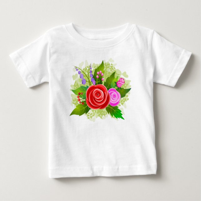Rose Flowers Illustration T Shirt (Framsida)