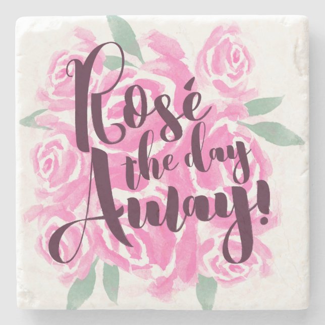 Rosé för vinentusiaster för dag det Away Typograpy Stenunderlägg (Framsidan)
