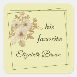 Rose Frame – Celestial Yellow Wedding Fyrkantigt Klistermärke