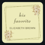 Rose Frame – Monogram Celestial Yellow Wedding Fyrkantigt Klistermärke<br><div class="desc">Romantic wedding design featuring a gold frame and roses and elegant style monogram on Celestial Yellow base. Perfect for invitations,  menus,  signs,  and other wedding stationery with a warm,  timeless look.
You must know that you get a photo!</div>
