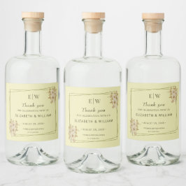 Rose Frame – Monogram Celestial Yellow Wedding Spritflaskor Etikett