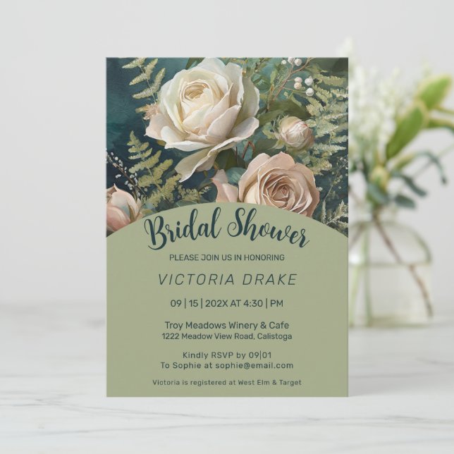 Rose Garden Bridal Shower Invitation Inbjudningar (Stående Fram)