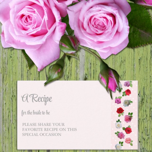 Rose Garden Party Bridal Shower Recipe Tilläggskort (Skapare uppladdad)