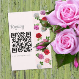 Rose Garden Party Bridal Shower Registry Tilläggskort