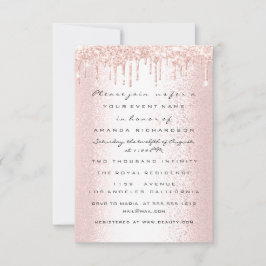 Rose Glitter Drips Bröllop Bröllop Söt 16-årsdag Inbjudningar