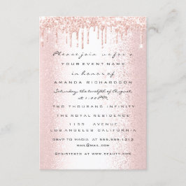 Rose Glitter Drips Bröllop Bröllop Söt 16-årsdag Inbjudningar