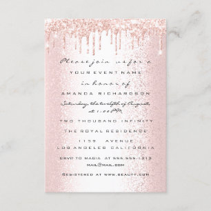 Rose Glitter Drips Bröllop Bröllop Söt 16-årsdag Inbjudningar
