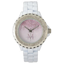 Rose Glitter Drips Personlig Monogram Och Namn
