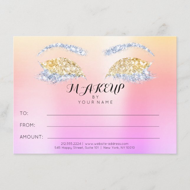 Rose Glitter Ombre Smink Skönhet Certifikat Gåva (Framsida)
