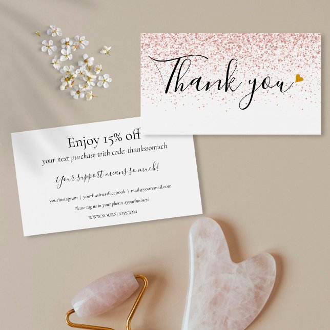 Rose Glitter Tack För Att Handla Rabatt  Visitkort (Skapare uppladdad)