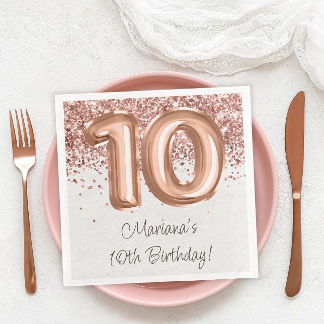 Rose Gold 10-års födelsedagsfest Pappersservett (Skapare uppladdad)