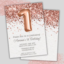 Rose Gold 1-års födelsedagsinbjudan