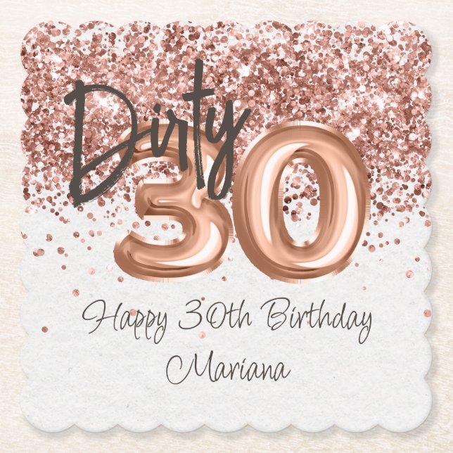 Rose Gold 30-årsfirande Underlägg Papper (Framsida)