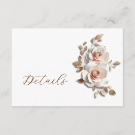 Rose Gold 3D Blommiga Bröllopsdetaljer Tilläggskort