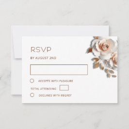 Rose Gold 3D Rosor Bröllop OSA Kort