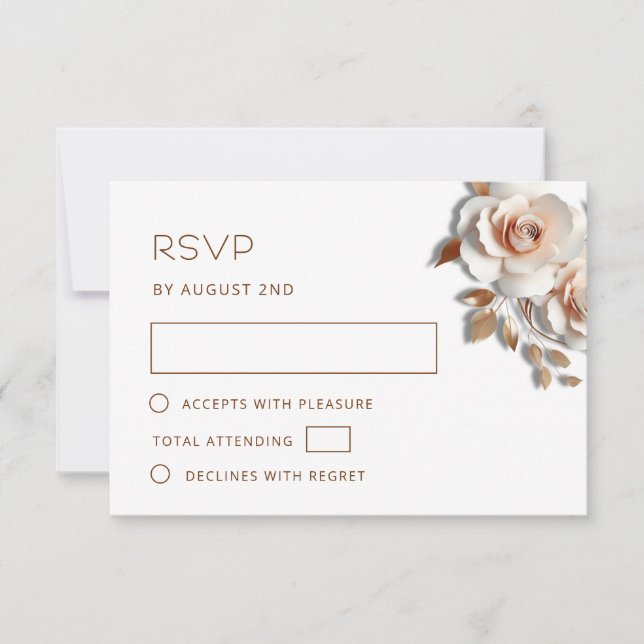 Rose Gold 3D Rosor Bröllop OSA Kort (Framsida)