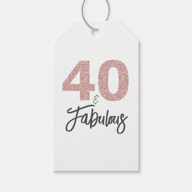 Rose Gold 40 och fantastisk 40-årsdag Presentetikett (Framsidan)