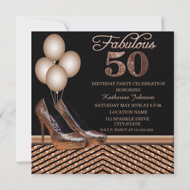 Rose Gold 50-årsfest Inbjudan (Framsida)
