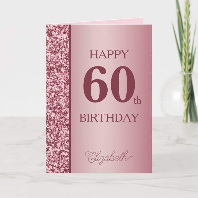 Rose Gold 60th Birthday Card Kort (Framsida)